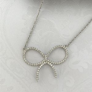 Authentic Women's 18K white gold butterfly diamond necklace
